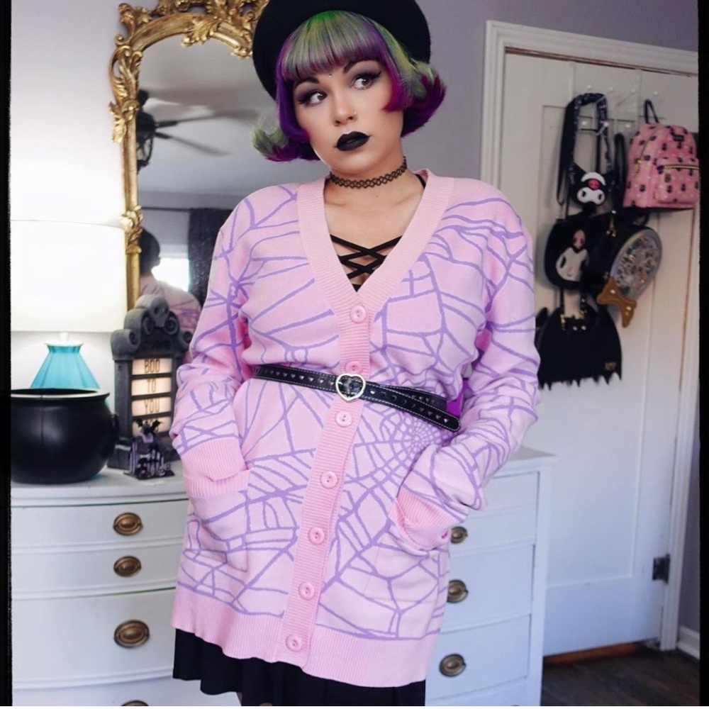 My Violet Cotton Candy Cobweb Cardigan XS S - Picture 3 of 5